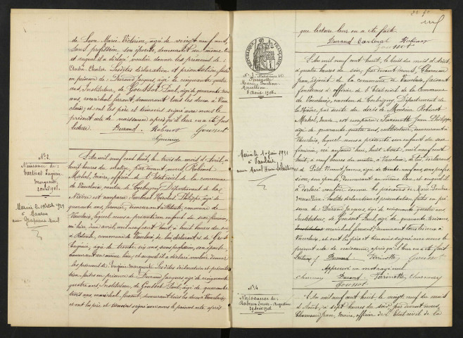 Vauclaix : actes d'état civil.