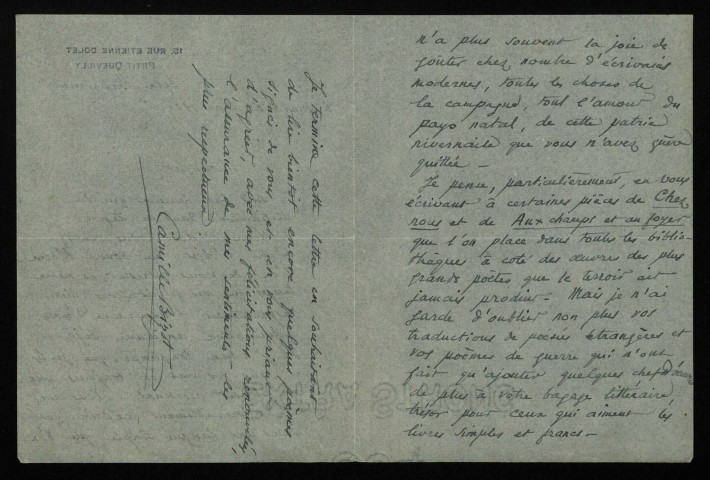 BIZOT (Camille), du Petit-Quevilly (Seine-Maritime) : 1 lettre.