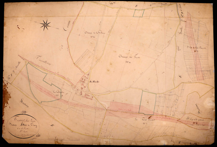 Tracy-sur-Loire, cadastre ancien : plan parcellaire de la section E dite de Tracy, feuille 3