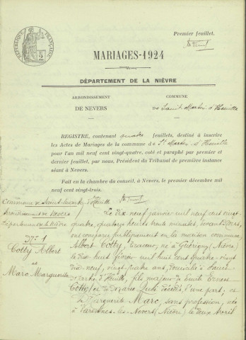 Saint-Martin-d'Heuille : actes d'état civil.