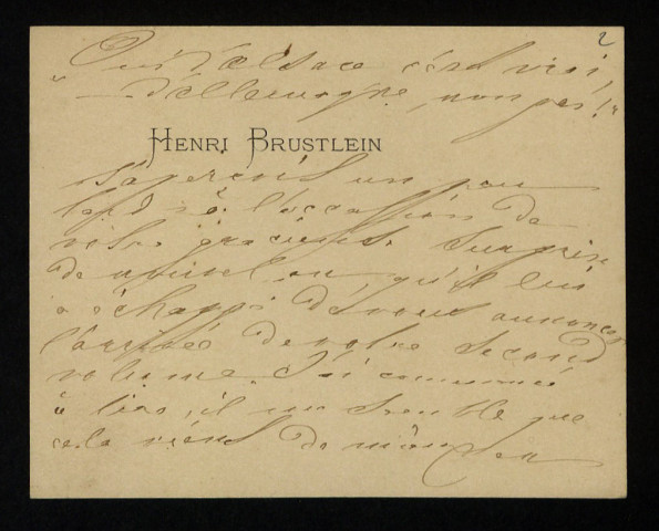 BRUSTLEIN (Henri), à Mulhouse : 1 lettre.