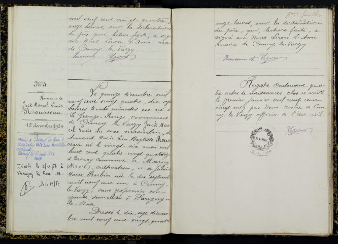 Cuncy-lès-Varzy : actes d'état civil.