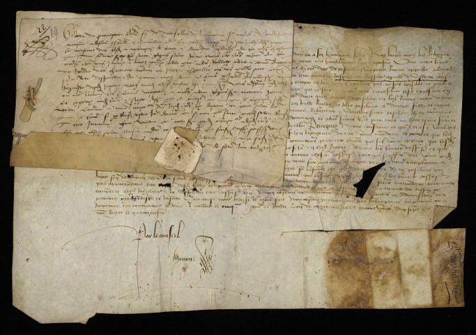 Bénéfices ecclésiastiques. - Droit de pêche dans l'Alène, interdiction d'user de la pêcherie des chartreux d'Apponay (commune de Rémilly) : lettres royales (5 juillet 1497), ordonnance du bailliage (22 février 1498).