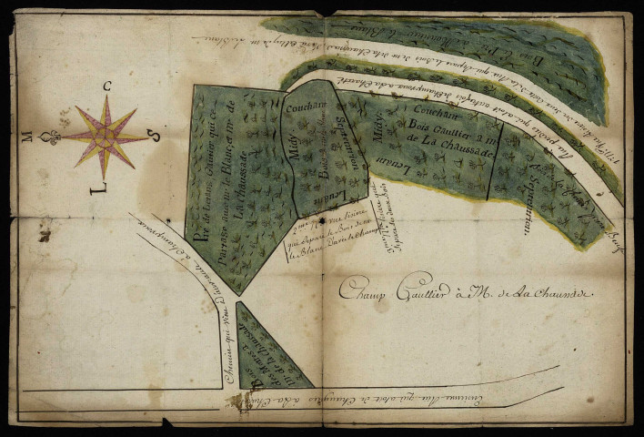 Fief de La Chaussade à Guérigny, usages du bois Gaullier : plan.