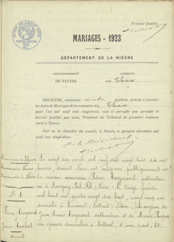 Thaix : actes d'état civil.