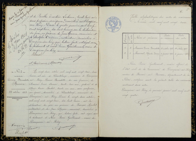 Dompierre-sur-Héry : actes d'état civil.