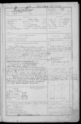 Bureau de Nevers, classe 1907 : fiches matricules n° 1193 à 1738
