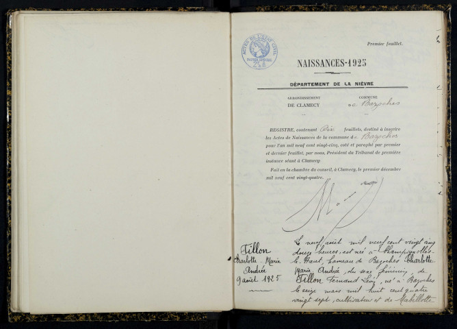 Bazoches : actes d'état civil.