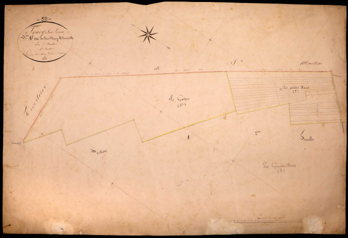 Tracy-sur-Loire, cadastre ancien : plan parcellaire de la section A dite de Bois Fleury et Fontenille, feuille 1