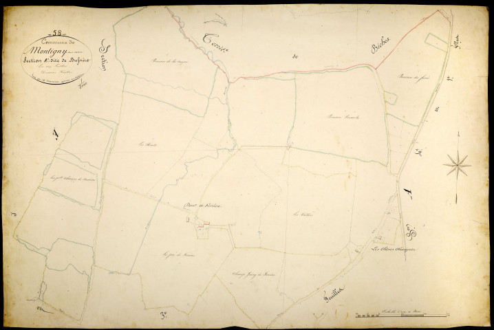 Montigny-sur-Canne, cadastre ancien : plan parcellaire de la section E dite de Bussière, feuille 2