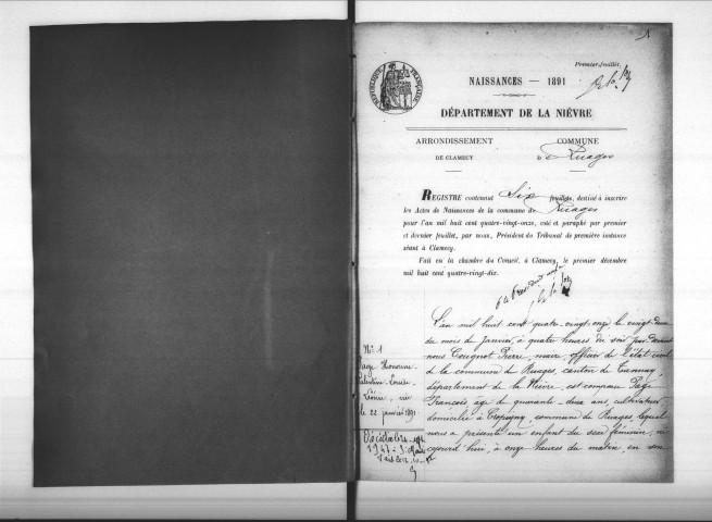 Ruages : actes d'état civil.