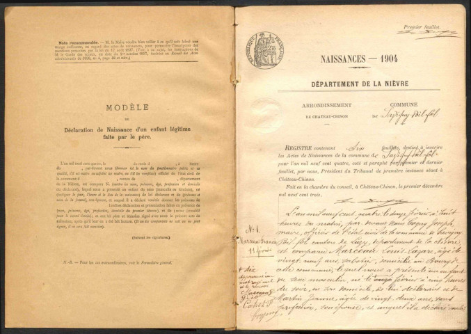 Savigny-Poil-Fol : actes d'état civil.