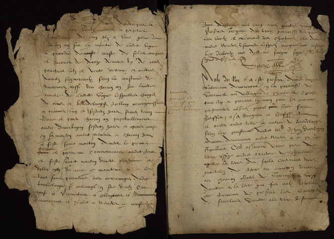 Tenures personnelles en la paroisse de Parigny-sur-Sardolles et ses environs : terrier pour le sieur de Corbigny, avocat à Nevers, avec table nominative.