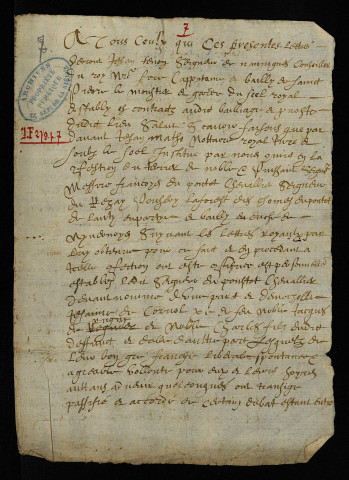 Délimitation des justices de Pouligny et du Tremblay, et droit de pêche dans la rivière d'Aron : extrait du terrier de Poussery, dressé pour François du Pontot.