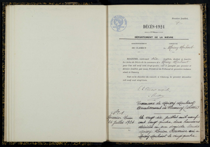 Moissy-Moulinot : actes d'état civil.