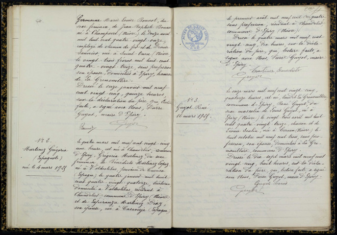 Epiry : actes d'état civil.