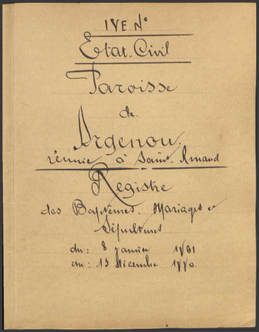 Saint-Amand-en-Puisaye (Argenou) : registres paroissiaux.