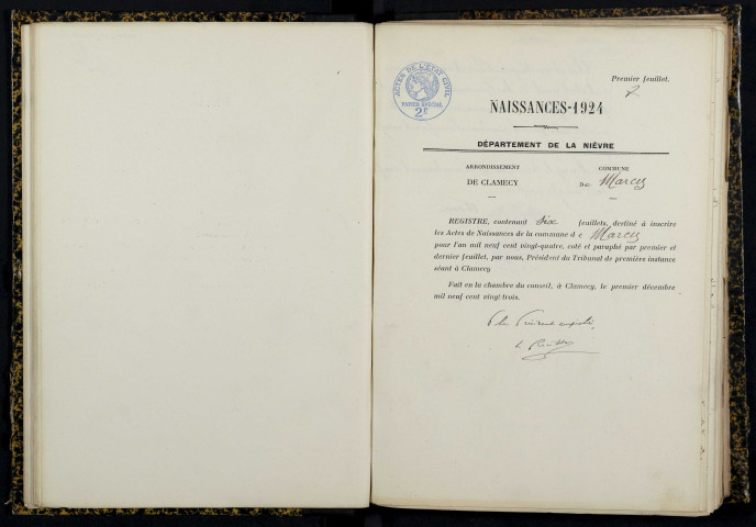 Marcy : actes d'état civil.