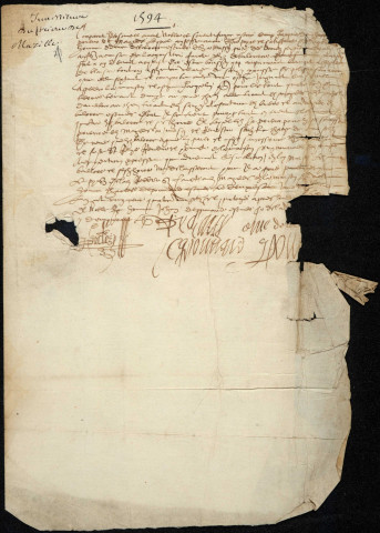 Biens et droits. - Foncier (prairies de Mazilles), reconnaissance d'arrérages pour le prieuré de Mazilles (commune d'Isenay) contre Pougault : copie d'une transaction du 20 avril 1687.