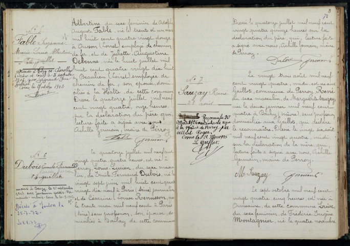 Perroy : actes d'état civil.