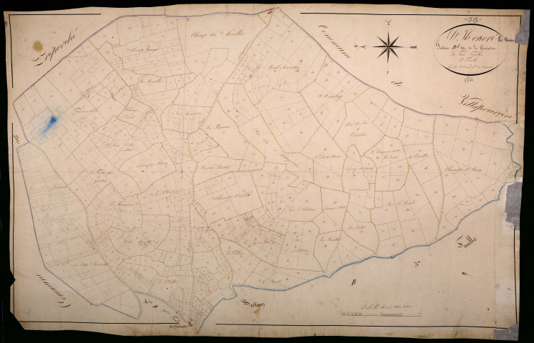 Saint-Honoré-les-Bains, cadastre ancien : plan parcellaire de la section B dite de la Queudre, feuille 1
