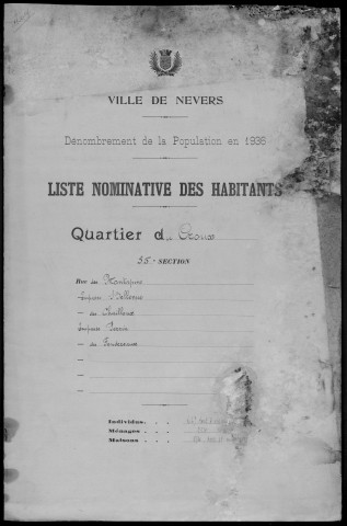 Nevers, Quartier du Croux, 35e section : recensement de 1936