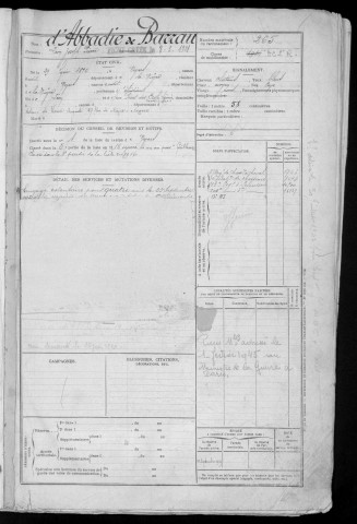 Bureau de Nevers, classe 1916 : fiches matricules n° 265 à 714
