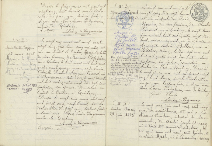 Tintury : actes d'état civil.