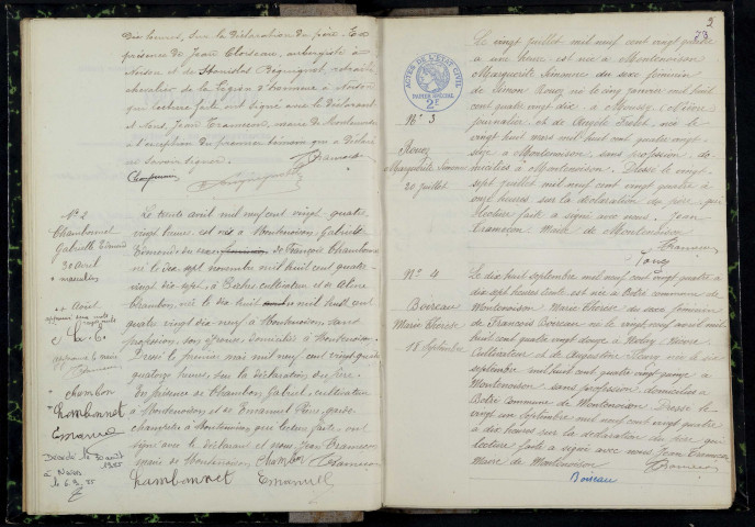 Montenoison : actes d'état civil.