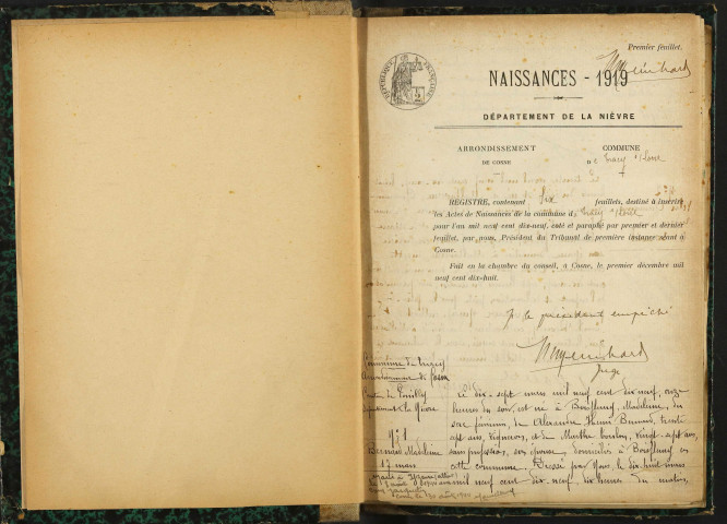 Tracy-sur-Loire : actes d'état civil, table décennale.