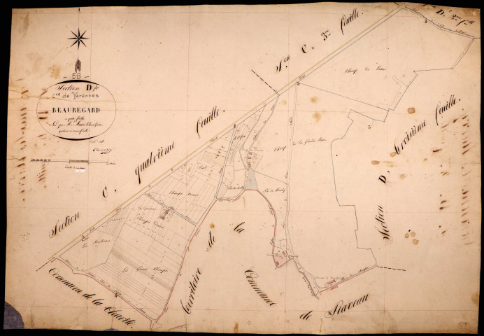 Varennes-lès-Narcy, cadastre ancien : plan parcellaire de la section D dite de Beauregard, feuille 4