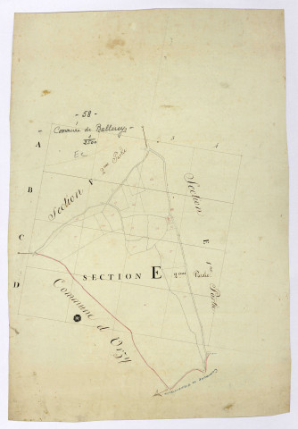 Balleray, cadastre ancien : plan parcellaire de la section E, feuille 2