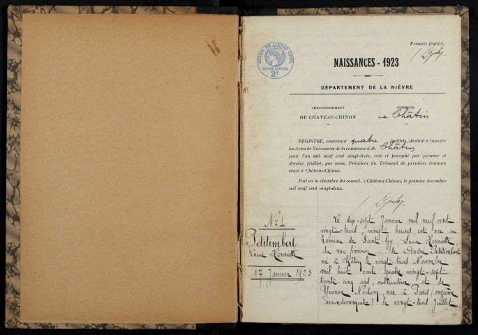 Châtin : actes d'état civil.