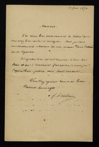 DUPANLOUP (Félix), évêque d'Orléans (1802-1878) : 11 lettres.