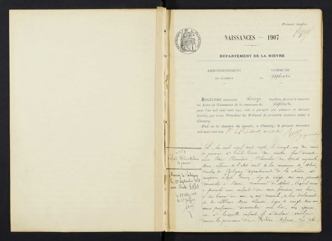 Mhère : actes d'état civil.