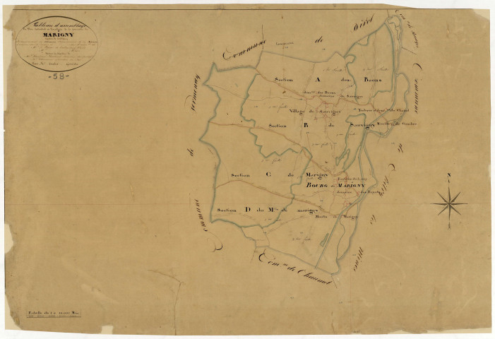 Marigny-sur-Yonne, cadastre ancien : tableau d'assemblage