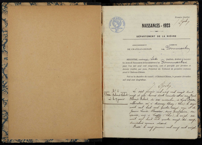 Dommartin : actes d'état civil.
