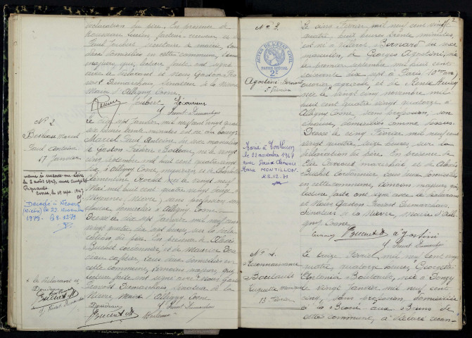 Alligny-Cosne : actes d'état civil.