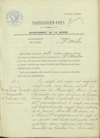 Saint-Malo-en-Donziois : actes d'état civil.