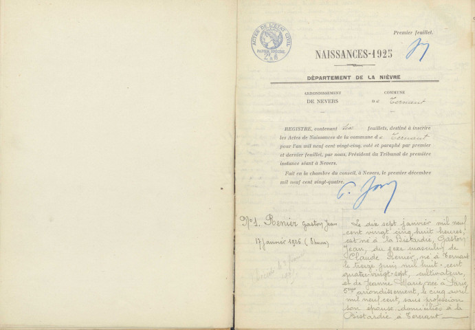 Ternant : actes d'état civil.