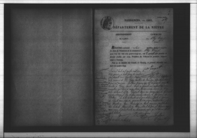 Flez-Cuzy : actes d'état civil.