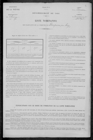 Dompierre-sur-Héry : recensement de 1891