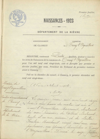 Trucy-l'Orgueilleux : actes d'état civil.