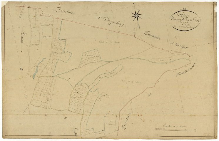 Giry, cadastre ancien : plan parcellaire de la section B dite de Gipy, feuille 6