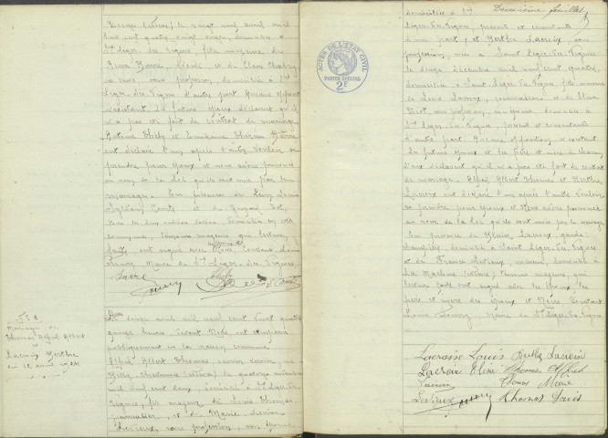 Saint-Léger-des-Vignes : actes d'état civil (mariages).