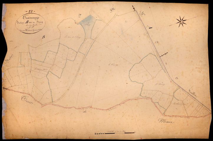 Tamnay-en-Bazois, cadastre ancien : plan parcellaire de la section B dite du Bourg, feuille 3