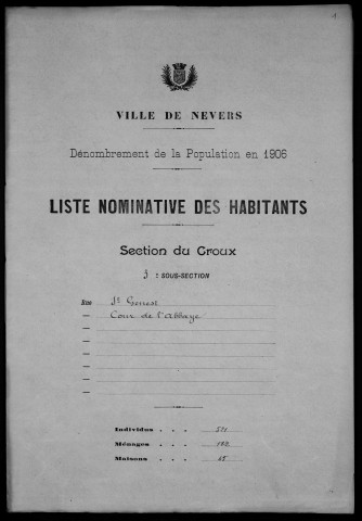 Nevers, Section du Croux, 3e sous-section : recensement de 1906