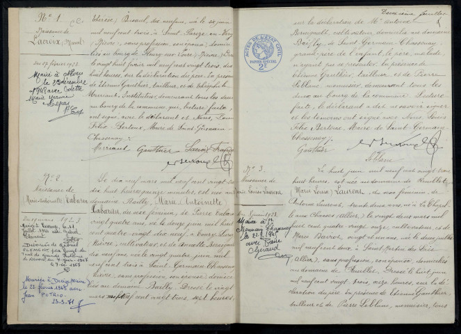 Saint-Germain-Chassenay : actes d'état civil.