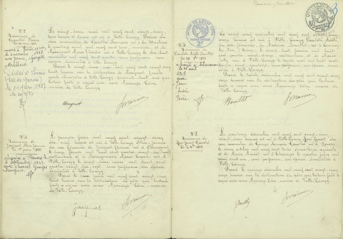 Ville-Langy : actes d'état civil.