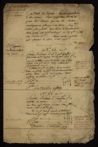 Fiefs de Champrobert et des Ulmes à Sougy-sur-Loire : extrait du terrier de 1516.